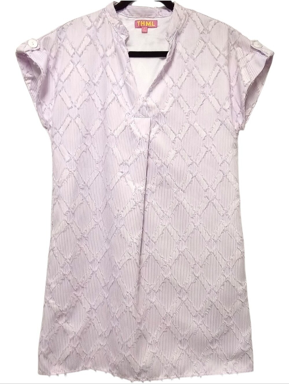 THML Shift Dress Small Blush Pinstripe Fuzzy Diamond Textured Lined Boutique